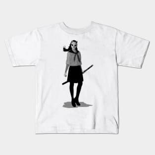 Highschool Kunoichi (Black and White) Kids T-Shirt